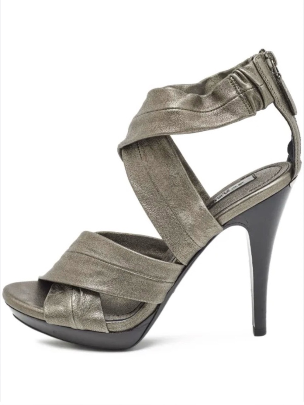 Burberry Metallic Silver Strappy High Heel Sandals